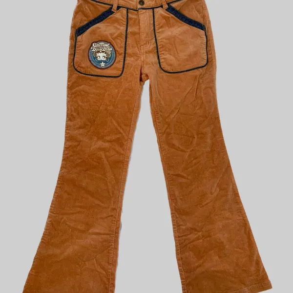 Vintage Y2K Flare pants Wanita tan brown photo 1