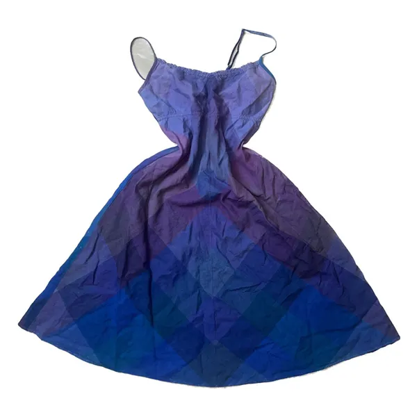 Cute purple blue pattern babydoll dress photo 1