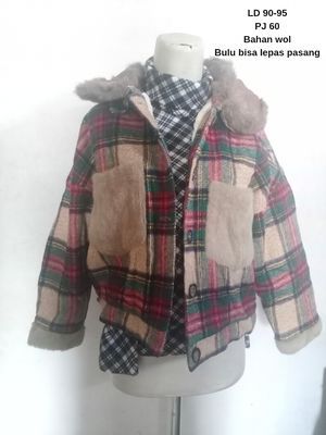 Vintage Fur Coat Wanita Multicolor
