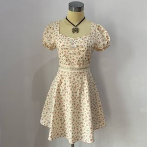 Prime Pattern Floral Square Neck Dress Korea Coquette Fairy