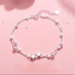 Gelang Putih Double Lapisan - Gelang Putih Bintang  - Akseso