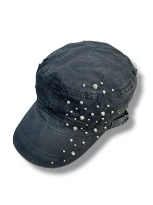 Y2k Grunge Emo Vkei Style DOHC Japan Black Studded Caps - Preloved
