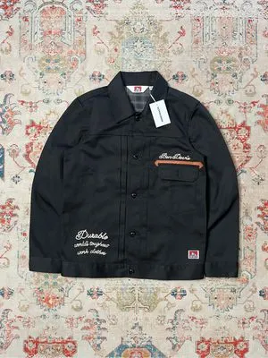 XLARGE ZIP-UP EMBROIDERY WORK JACKET BLACK - Preloved