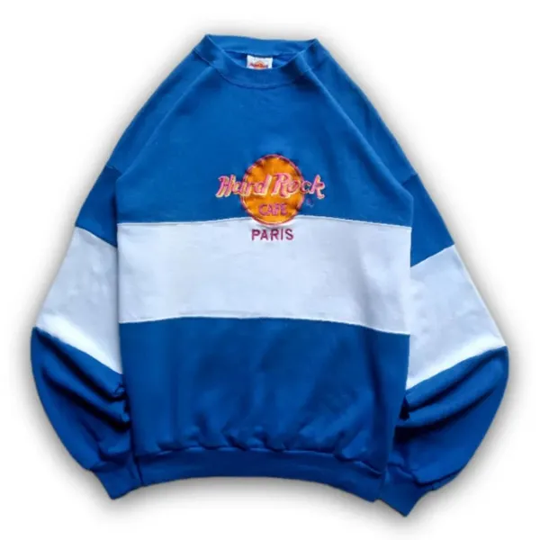 Hard Rock Cafe Vintage Streetwear Sweatshirt Pria white blue photo 1