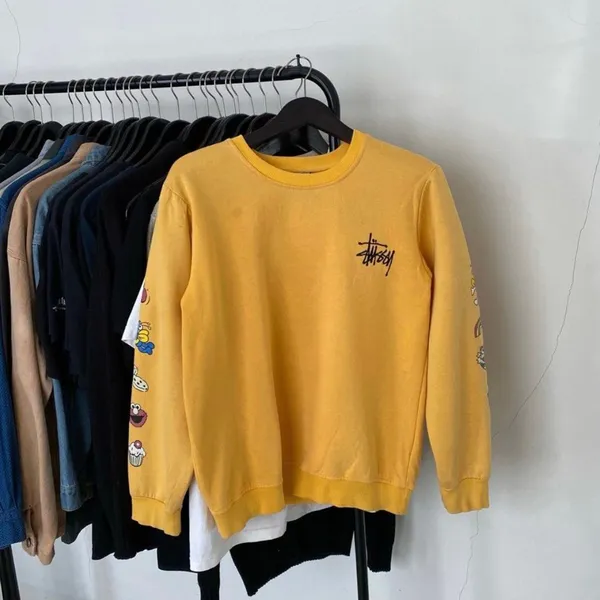 Stussy Streetwear Casual Sweatshirt Pria yellow photo 1