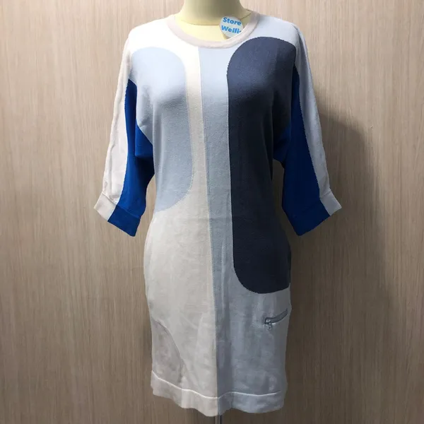 Lacoste Luxury Casual Midi dress Wanita white blue photo 1