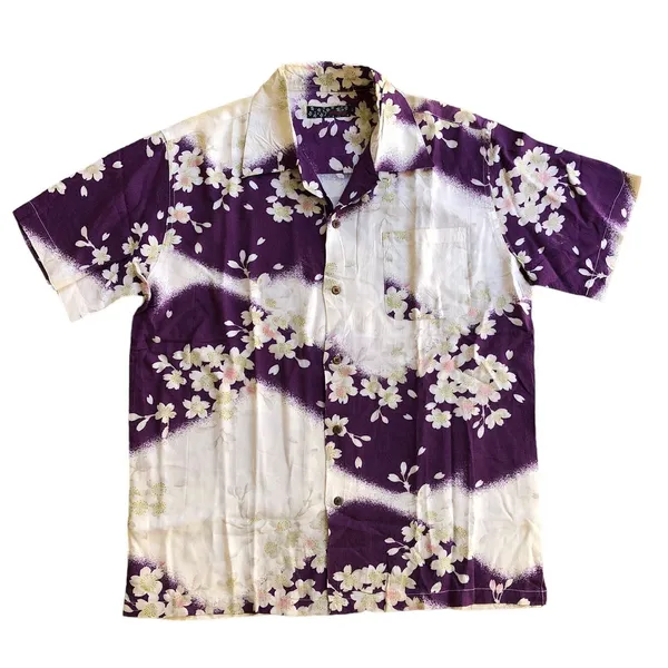 Japanese brand Vintage Streetwear Casual shirt Pria purple white photo 1
