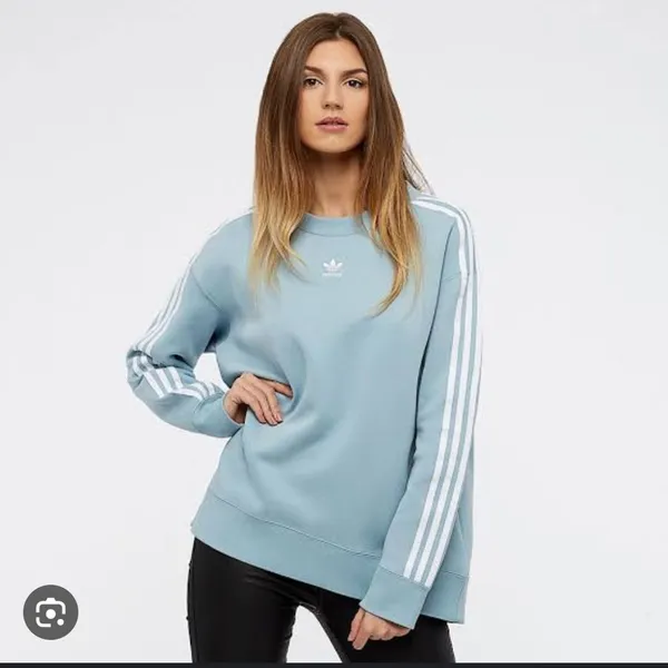 Adidas Streetwear Casual Sweatshirt Wanita gray blue photo 1