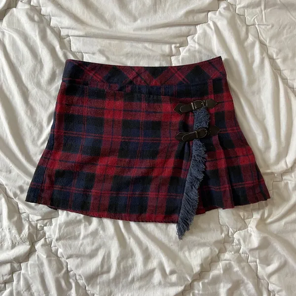 plaid buckle mini pleated skirt. so photo 1
