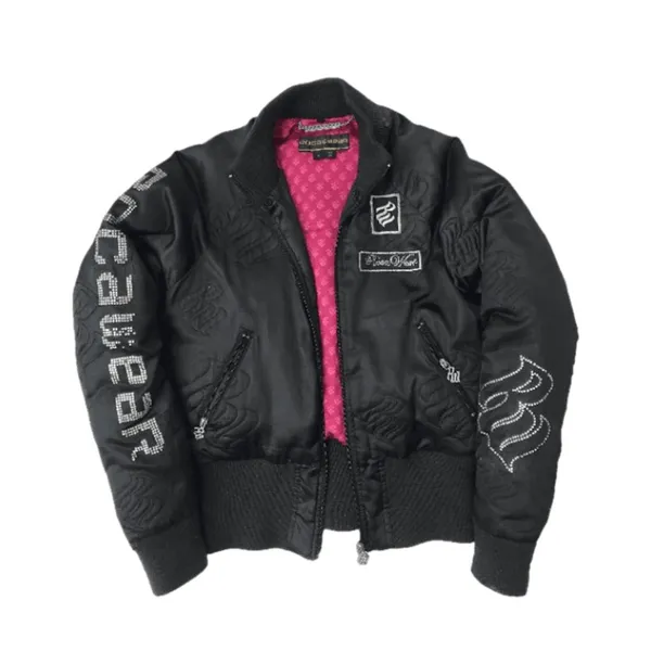 Bomber jacket Wanita pink black photo 1