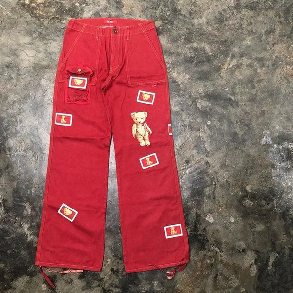 Streetwear Jeans Pria red photo 1