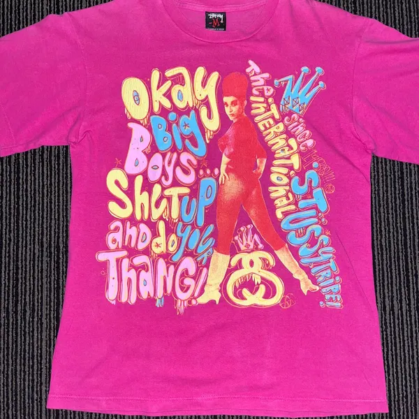 Stussy Streetwear Y2K T-shirt Pria multicolor pink photo 1
