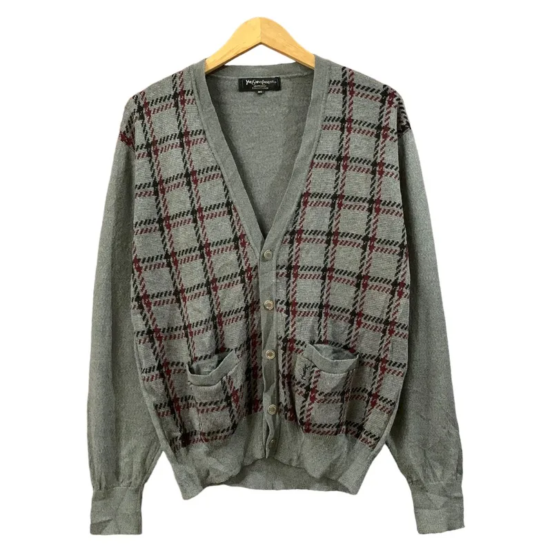 Yves Saint Laurent YSL Vintage Casual Cardigan Pria gray
