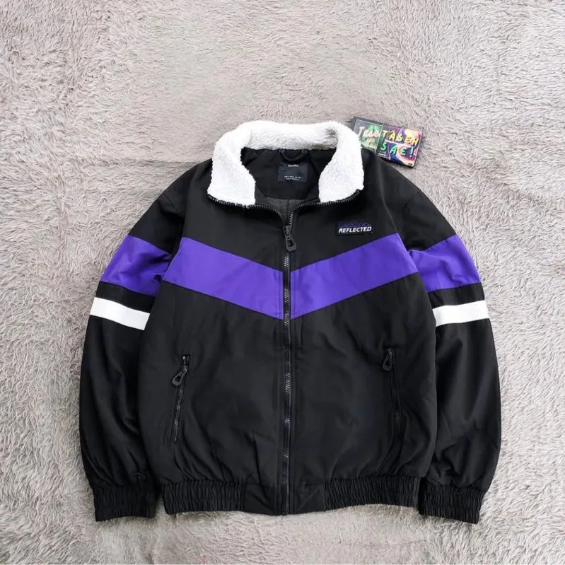 大特価放出！ Bershka Streetwear Y2K Windbreaker Pria purple black - Preloved ジャケット・アウター