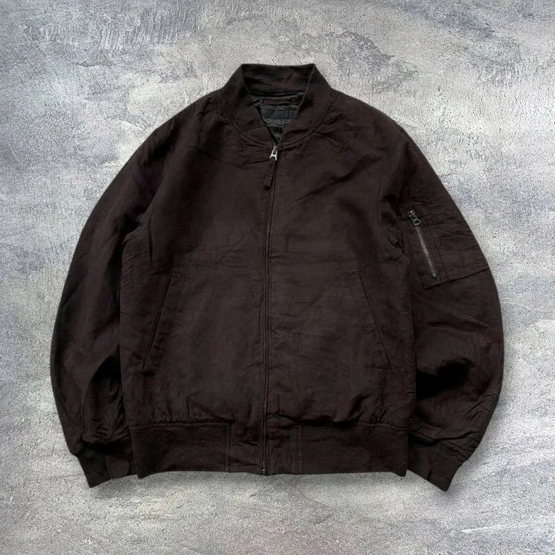 Casual Bronze Bomber Jacket Uniqlo Casual Bomber Jacket Pria Brown