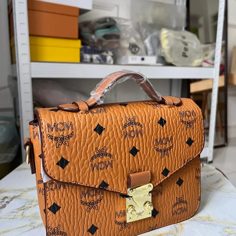 Mcm Shoulder Bag MCM Cognac Visetos Tote Shoulder Bag Heritage