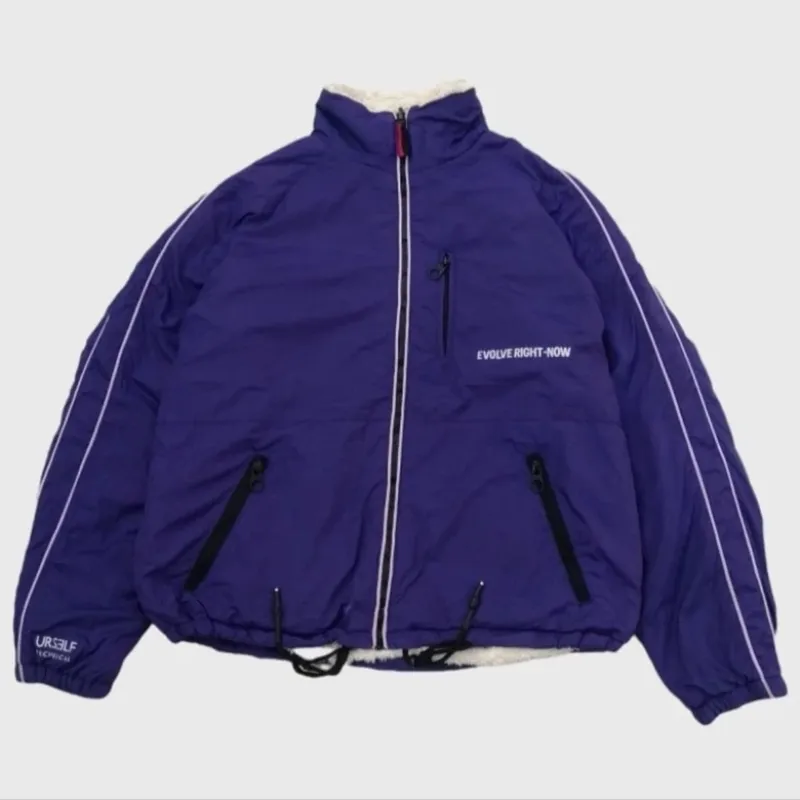 Bershka Y2K Casual Track jacket Pria purple white - Preloved