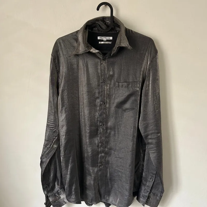 Semantic Design Y2K Luxury Casual shirt Pria silver gray