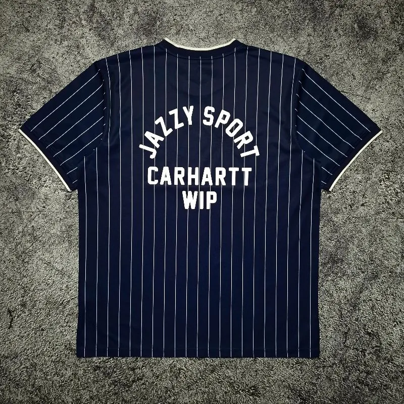 Carhartt WIP Jazzy Sport スウェット XL ネイビー Carhartt WIP Mens Jazzy Sport Logo Sweatshirt Dark Navy White