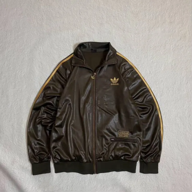 Original Adidas Adidas Chile 62 Jacke Schwarz Gold Leather Jacket