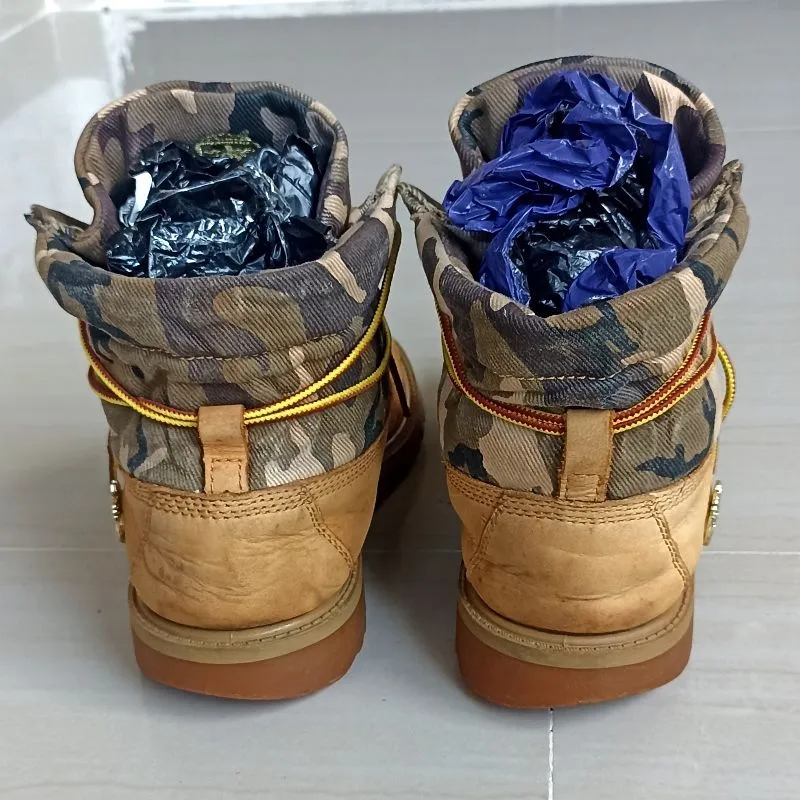 Sepatu Timberland Black Camo Boots Combat Shoes Anti-Slip Rubber