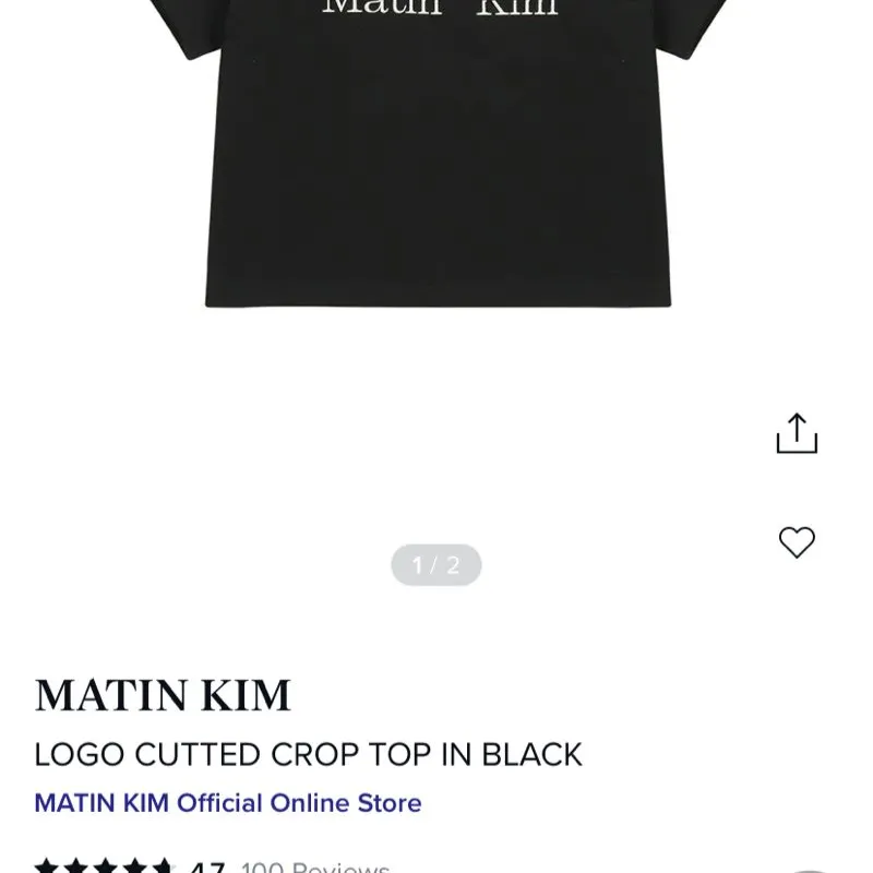 MATIN KIM LOGO CUTTED CROP TOP IN BLACK - Preloved