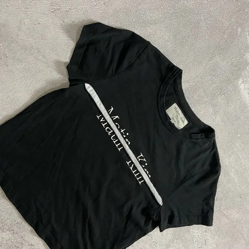 MATIN KIM LOGO CUTTED CROP TOP IN BLACK - Preloved