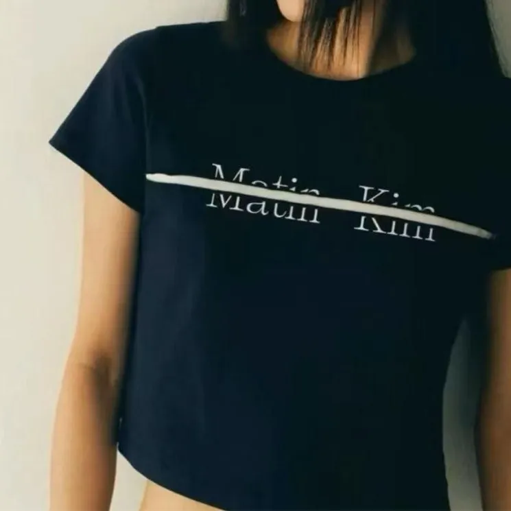● Matin Kim ●LOGO CUTTED CROP TOP IN BLACK LOGO CUTTED CROP TOP IN BLACK – Matin Kim