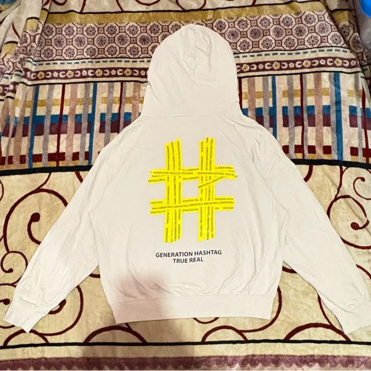 BEENTRILL Yellow Taping Hashtag Overfit Hoodie - Preloved