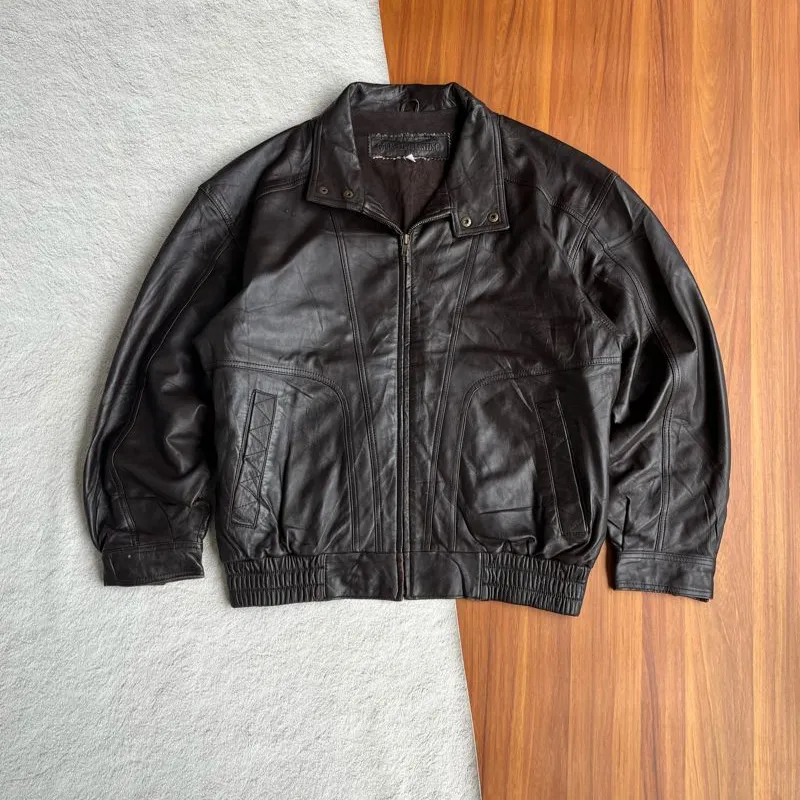 Leather Jacket Casual By Gianni Valentino 🇮🇹 - Preloved