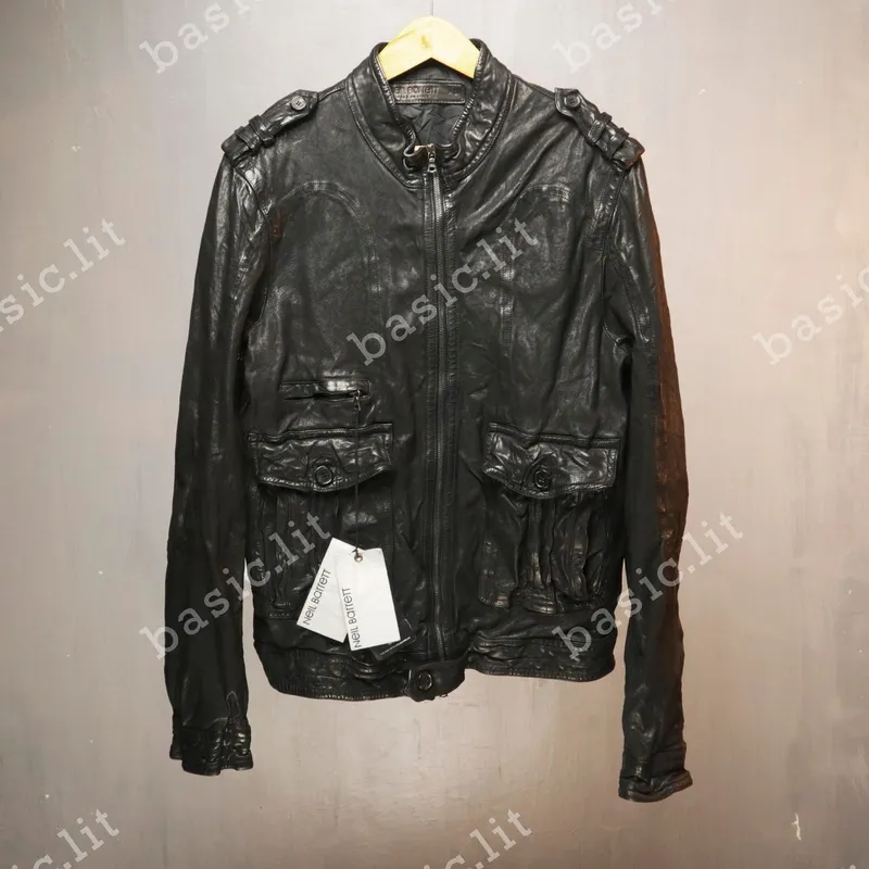 Neil Barrett Men's Black Leather Jacket - Preloved
