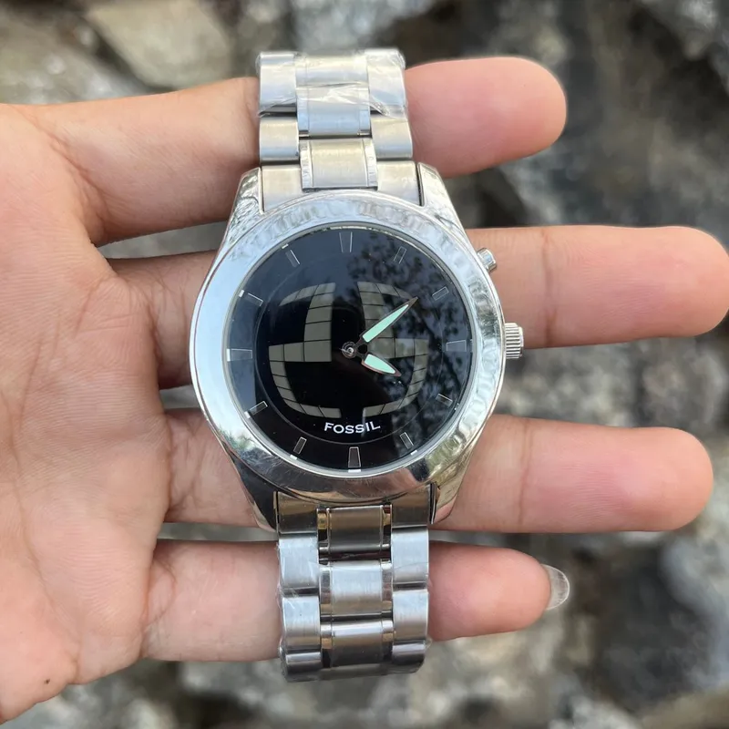 Jam Fossil 4552 Fossil Y2K Futurist Pria Silver Preloved