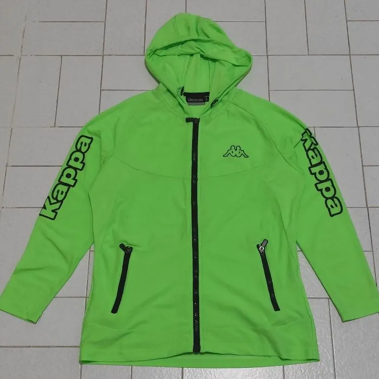 Apparel Kappa Lime Green Hoodie Jaket Sport Running Kappa Hijau