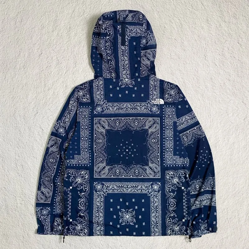 Jaket Bandana Print Puffer Jacket Men Paisley Bandana Print Denim