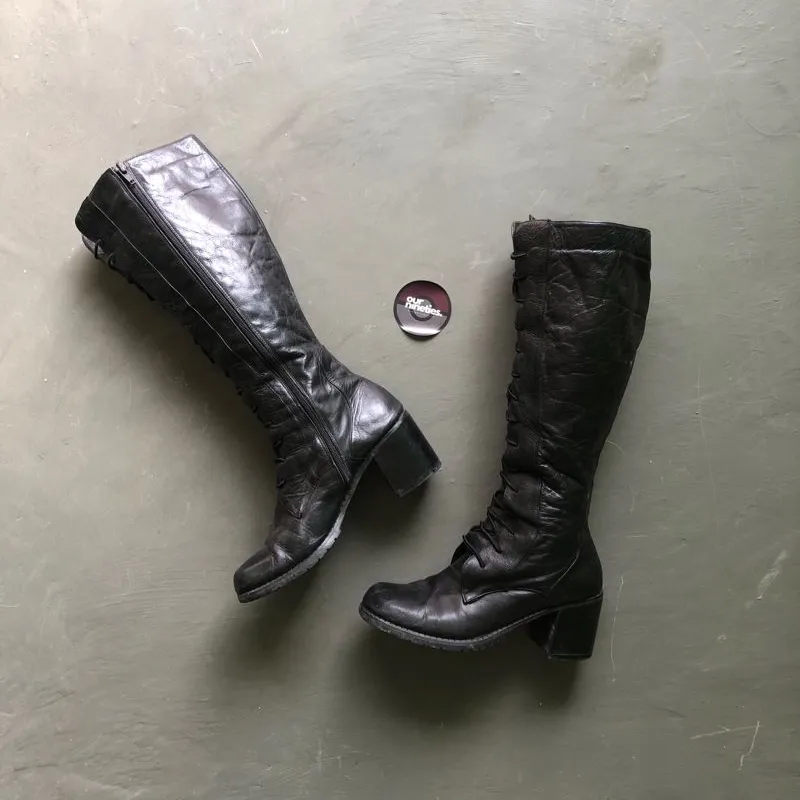 Knee High Boots Vintage Lace Up Boots Forever 21 Vintage Lace-Up