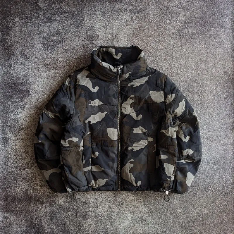 H&m Camouflage Down Jacket Puffer Jacket Camo Boxy H&M Preloved