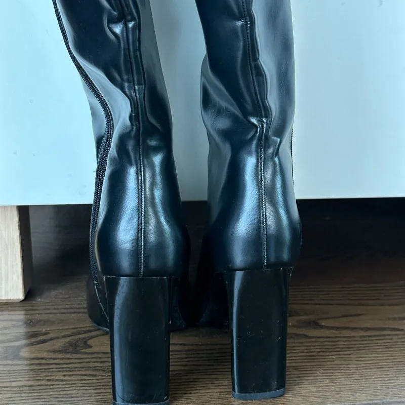 Sepatu Zara Tall Black Boots Winter 2021 Knee High Boots Fashion