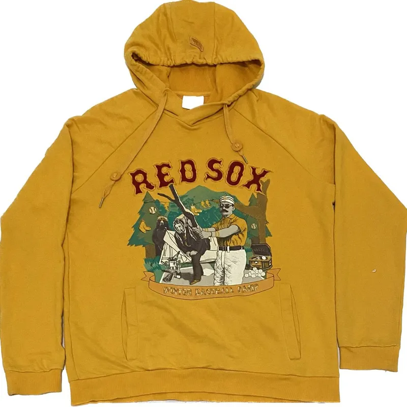 Hooded Sweatshirt Yellow Red Sox Sweatshirt Hoodie MLB RED SOX == loading=