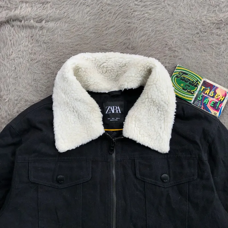 Zara Men's Black Denim Jacket - Preloved