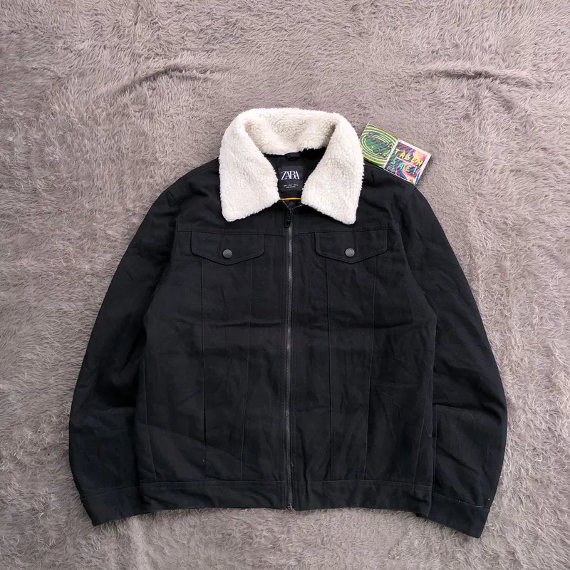 Zara Men's Black Denim Jacket - Preloved