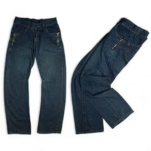 Japanese brand Streetwear Y2K Boyfriend jeans Wanita navy blue