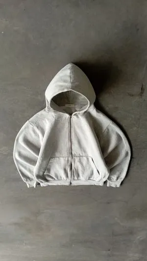 2000's Heavyweight Gray Double Zip Up Boxy Hoodie