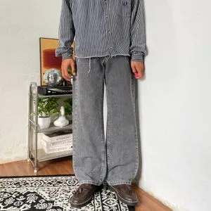 Grey stone washed Baggy loose jeans