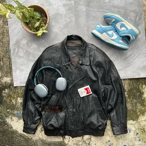 Grunge Indie Leather jacket Pria black