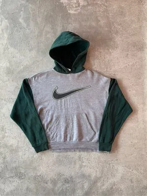 Nike Vintage Streetwear Hoody Pria white green