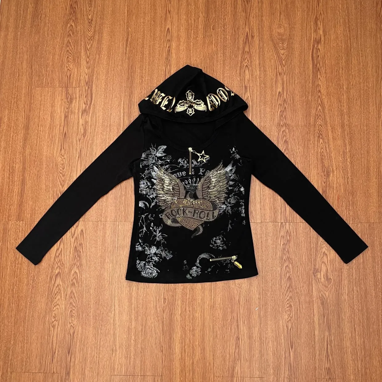 Japanese brand Y2K Emo Blouse Wanita black