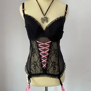 Lolita Coquette Bra Wanita pink black