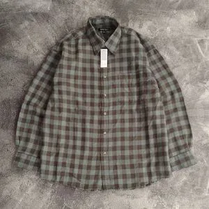 LAINE Vintage Casual shirt Pria gray blue