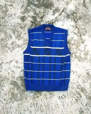 Vintage Casual Vest Wanita multicolor blue