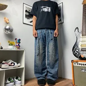 Vintage Y2K Jeans Pria navy blue
